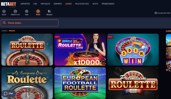 Mesa de ruleta en vivo en la plataforma retabet online